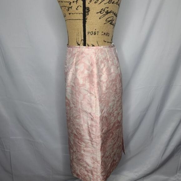 Vintage 90s Y2k Pink Floral Silk Pencil skirt size 4 - Picture 2 of 12